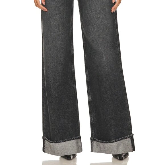 AGOLDE Dame Cuffed Jeans Black New Without Tags - Picture 1 of 10